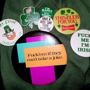 7 pc🍀Crude and Rude st Patrick's day Buttons or pins really big one and smaller